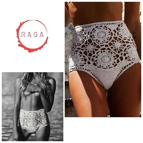 Raga New. ivory high waisted crochet bikini bottom. Retails $99