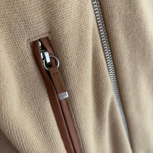 Ralph Lauren Lauren  | tan angle zip jacket with leather details