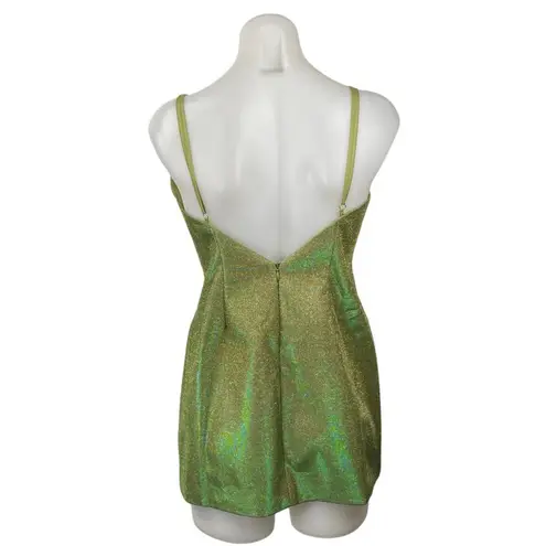 SLA The Label Green Metallic Glittered Sleeveless Cami Camisole Mini Dress Sz M Size M