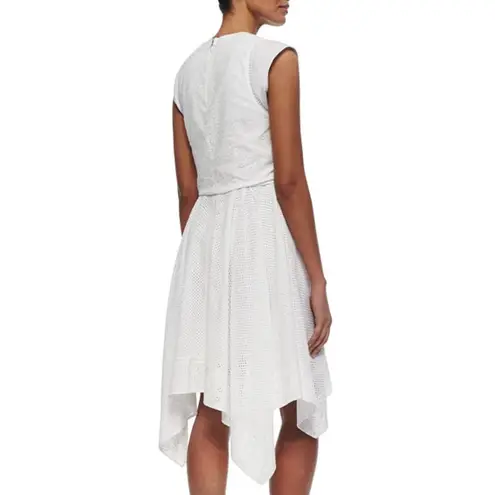 Rebecca Taylor White Netted Eyelet Tie-Waist Cap Sleeve Dress Size 8 Md Coquette