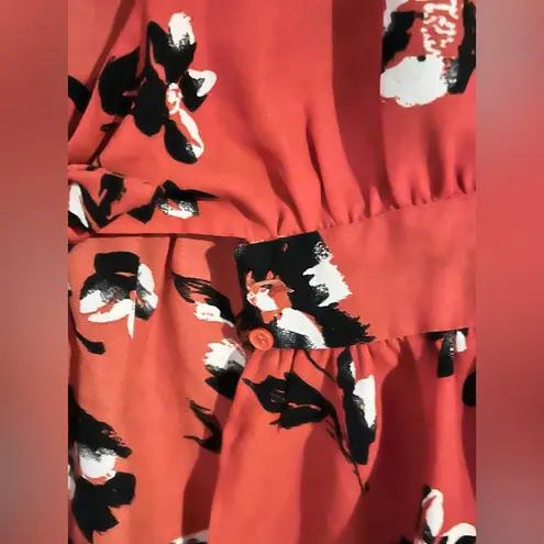 The Room Blazer Blouse Shrug Cover Up, Size Small, Red Black Floral