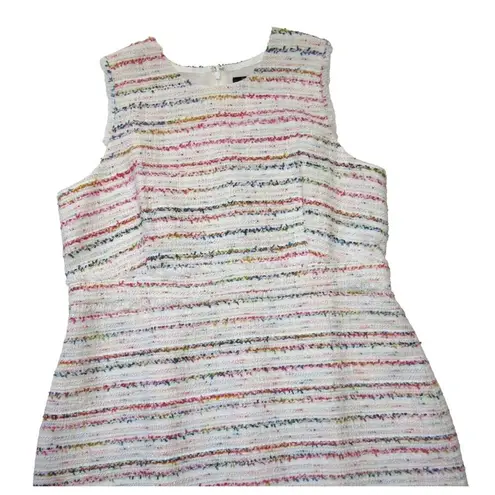 J.Crew NWT  Sheath in Ivory Rainbow Multi Tweed Sleeveless Fringe Dress 18