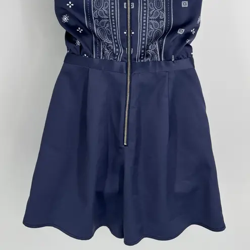 Stylestalker Bandana Print Halter Mini Dress Size Small Navy Built in Shorts