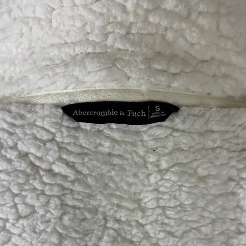 Abercrombie & Fitch  Sherpa Lined Scarf Neckline Open Cozy Cardigan Grey Small thumbnail 3