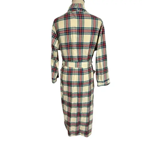 Sleepy Jones Marianne Brushed Cotton Twill Plaid Robe in Camel Red Size L