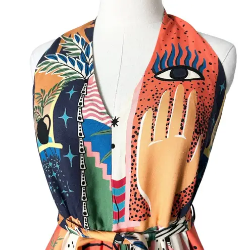 Farm Rio x Anthropologie Tropical Colorful Halter Jumpsuit Size Small