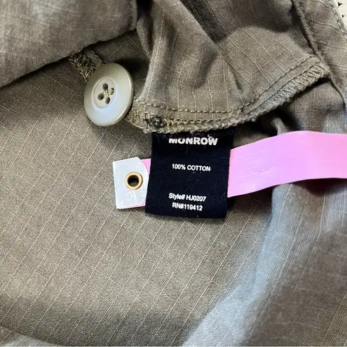 Monrow Vintage Cotton Shirt Jacket in Military Green Size XS