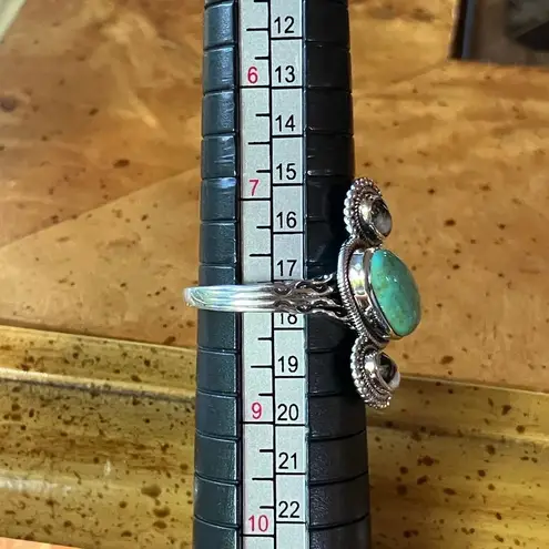 Royston Turquoise White Buffalo Sterling Silver Ring Size 8 Black