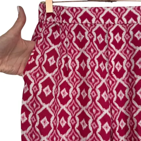 United Colors Of Benetton Women's Linen Pull On Printed Pants Pink Size Small