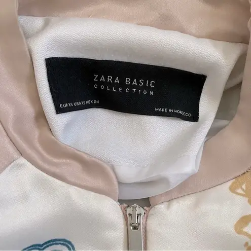 ZARA Pink & White Satin Tiger Bomber Jacket