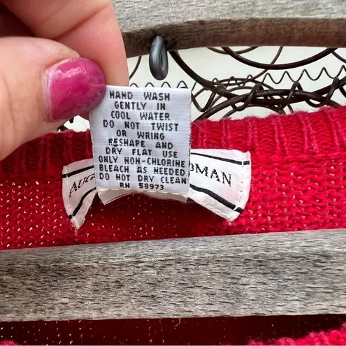 Vintage 90s August Max oversize VOLUP knit red holiday sweater beaded snowflakes Size 2X