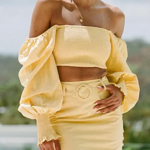 NWT Sabo Tuscany Shirred Crop Top Yellow XS