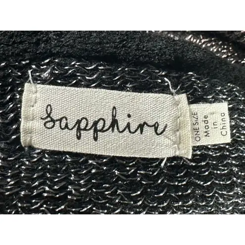 Sapphire Black Metallic Fringe Soft Poncho Cape Sweater – One Size Size 0