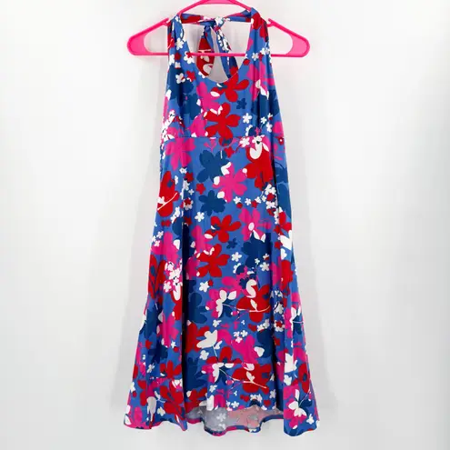 HANNA ANDERSSON Dress Women’s Size Extra Small Floral Halter 100% Cotton Casual Blue