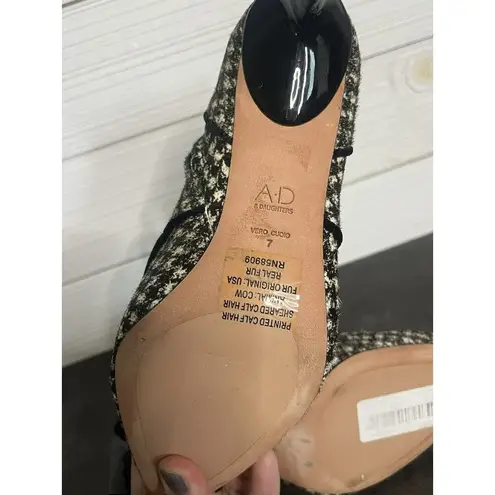 AD & Daughters NEW Houndstooth Calf's Hair Leather Booties, Size 7 Woman’s