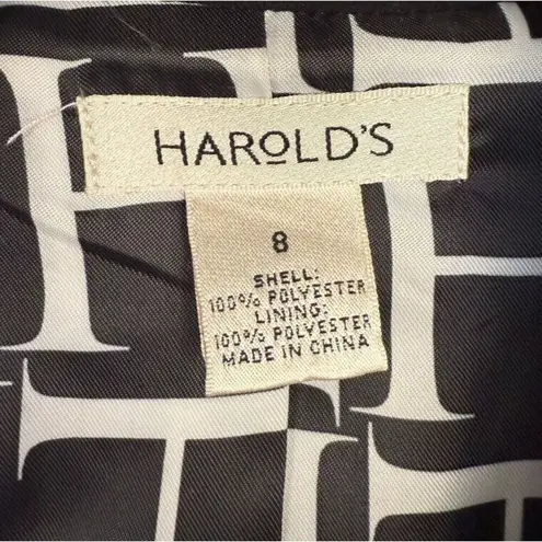 Harold's Big Collar Women's Designer Jacket Black Pockets Belt Snap Lined Size 8