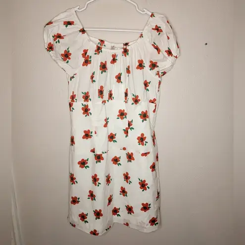 NWT CAROLINE CONSTAS Calla Off Shoulder Floral Mini Dress Red Size L