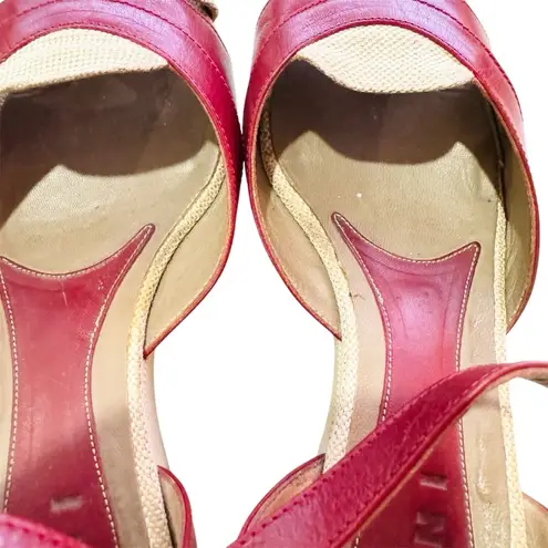 MARNI red leather wedge sandals MADE IN ITALY Size 8