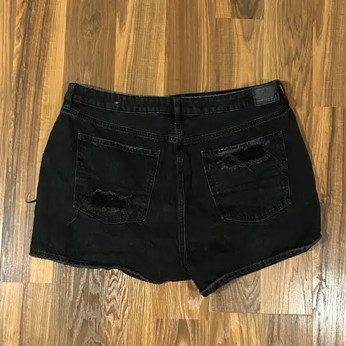 American Eagle Outfitters Black Distressed Denim Mom Shorts