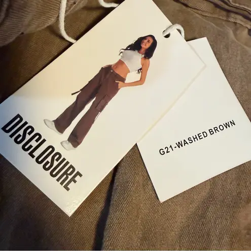 NWT Disclosure Baggy Cargo pants wide leg women's 17/33 washed brown soft denim