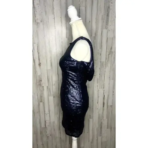 Lulus  Women's Small Time to Shine Blue Sequin Bodycon‎ Mini Dress Party Cocktail