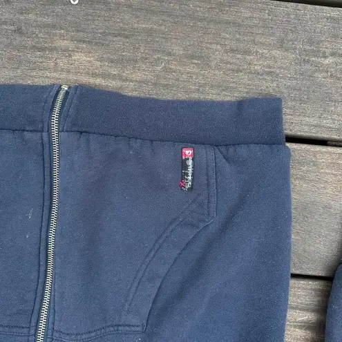 Quiksilver Vintage Y2K Navy Blue Fleece Lined Zip Up Hoodie Sweatshirt