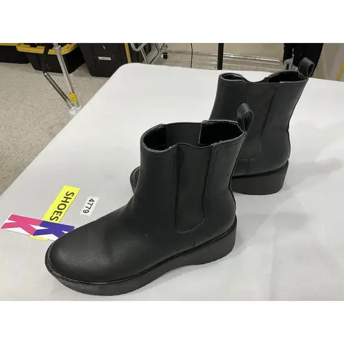 mix no. 6 Womans  Pull On Rain Boots 9.5 M Black Heel Ankle Elastic