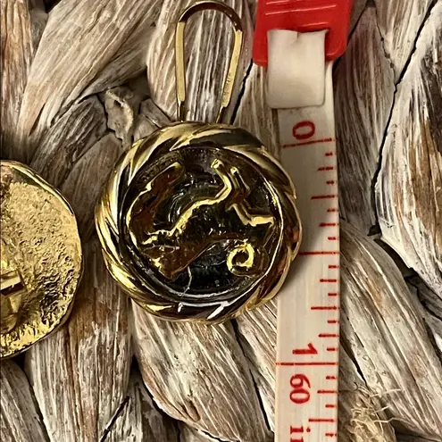 Gold Tone Zodiac Aries Ram Clip Earrings