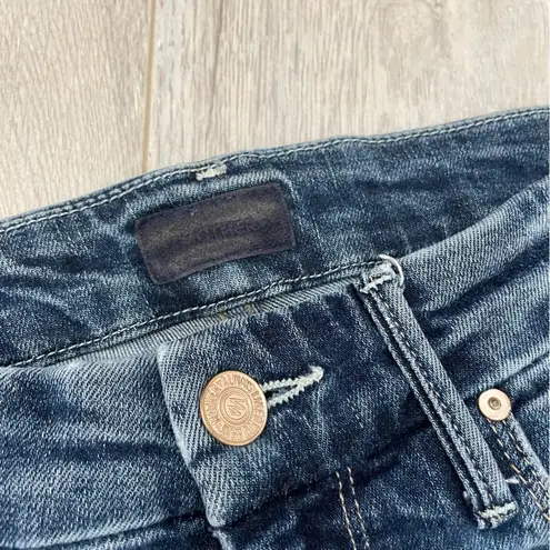 Mother The Looker Crop Denim Jeans On the Edge Medium Wash Blue (Size 24)