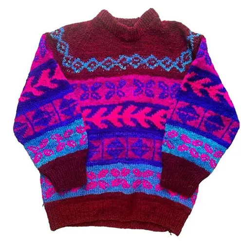 Vintage Handmade in Bolivia Wool Sweater One of a Kind Size Large