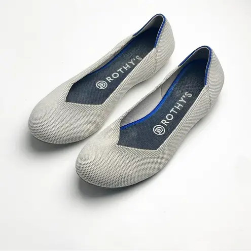 Rothy's ROTHY’S The Flat Round Toe Flax Birdseye Gray Cream Ballet Flats, Size 8