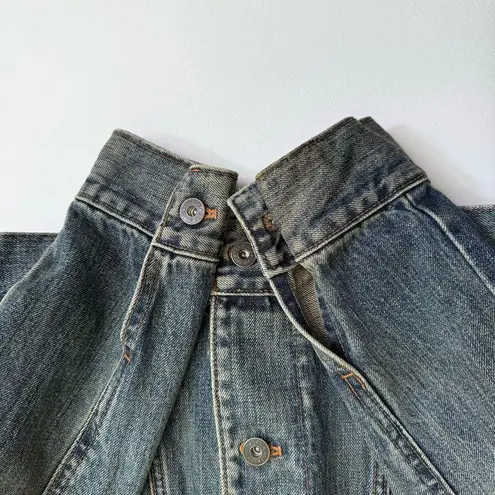 Gap Vintage  Womens Denim Jean Jacket Dark Dirty Wash Fall 2002 Preppy Size S Y2K