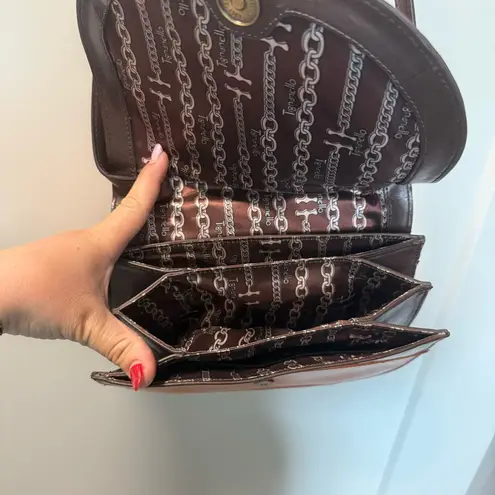 Tignanello Orange Leather Flap Front Saddle Bag Crossbody Accordion Style Purse