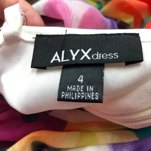 Alyx dress for dress with colorful floral pattern on top and navy blue bottom Size 4