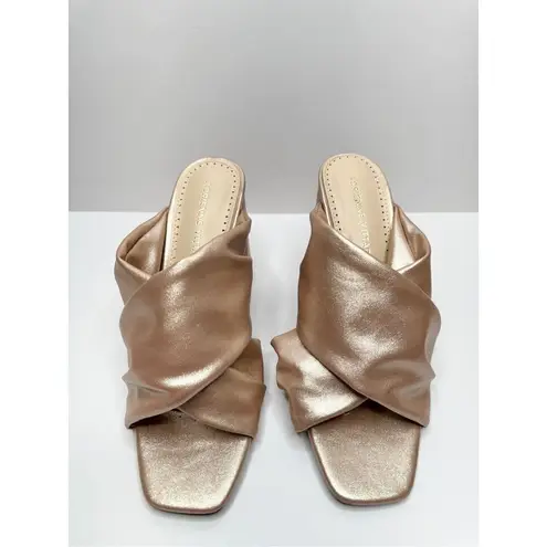 Adrienne Vittadini Genie Sandals Womens Size 6 Rose Gold Open Toe Block Heel