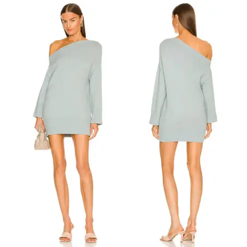 Song of Style Ailey Off The Shoulder Knit Dress Pale Blue Fall Cozy Winter XS