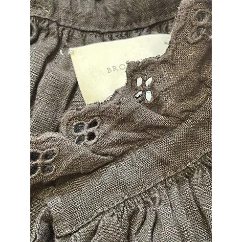 Brochu Walker Dress St. Tropez Onyx Black Linen Dropped Waist Size M Resort