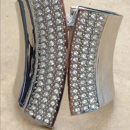 Silver tone Crystal Statement Bangle Bracelet