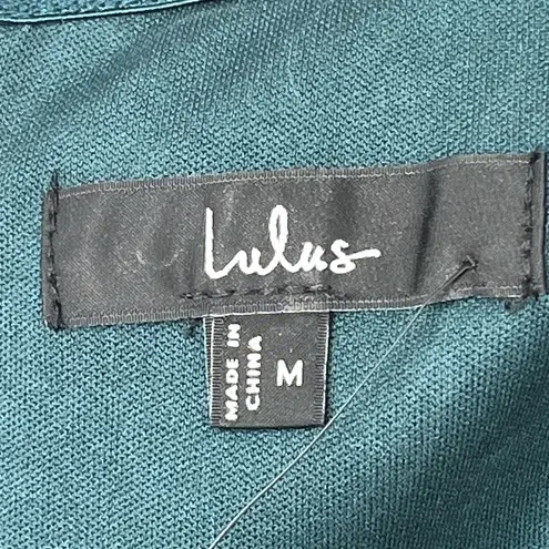 NWT Lulus Emerald Halter Bodycon Tulip Midi Dress medium Blue