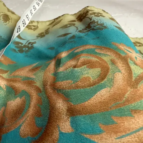 Kathie Lee Collection 90s Sleeveless Floral Dress M Green Blue Ombre Vintage