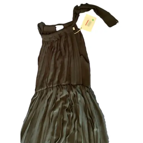 Blugirl Blumarine black high neck pleated maxi formal dress NWT Size 4