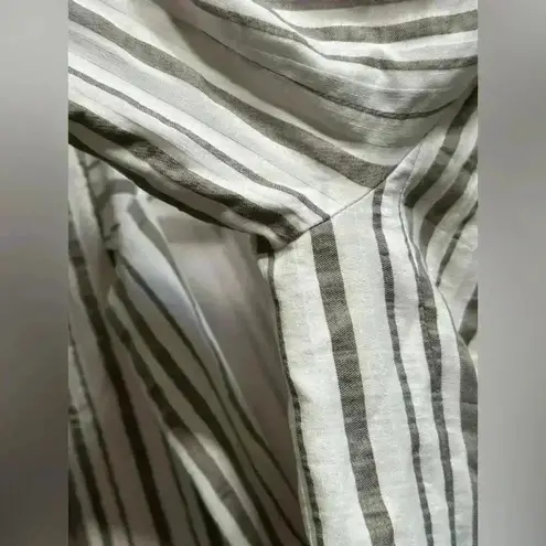 Lavender Brown White & Grey Striped Linen Lightweight Blazer Jacket | Size S