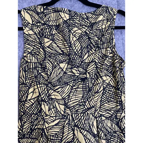 Anthropologie Weston Wear Yellow Black Emerging Leaves Sleeveless Dress Size 4