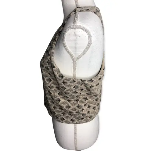 Free Press  Beige / Black Patterned Sleeveless Crop Tank Top