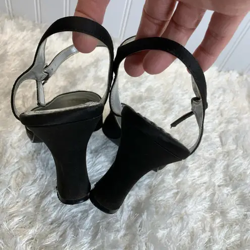 Unlisted Black Mary Jane Heels Fabric Covered Sz 10