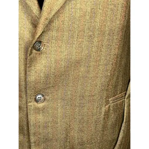 Tahari blazer 1980s pin striped tan orange yellow blue