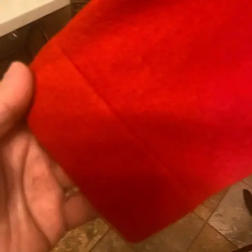 Lord and Taylor RED SWEATER WITH FAUX FUR COLLAR SIZE L