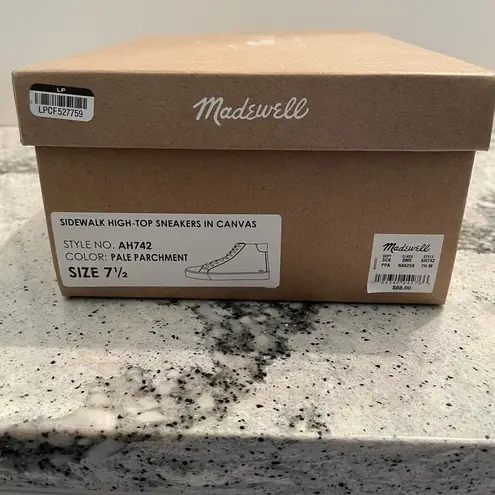 Madewell Sidewalk High Top Sneakers Canvas White Size 7.5 NEW