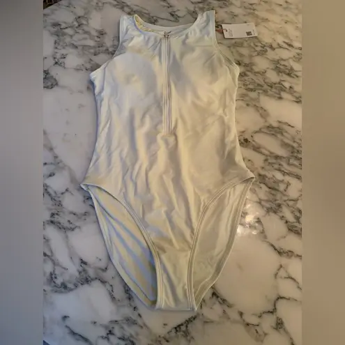 Quince NIB Italian Zip-Front One-Piece Swimsuit Ivory White Women's Size Medium