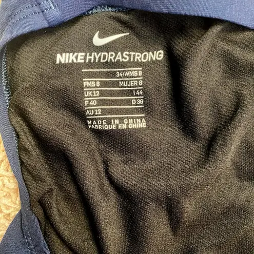 Nike  HydraStrong Fastback Racerback One Piece Swimsuit Midnight Navy Blue Size 8